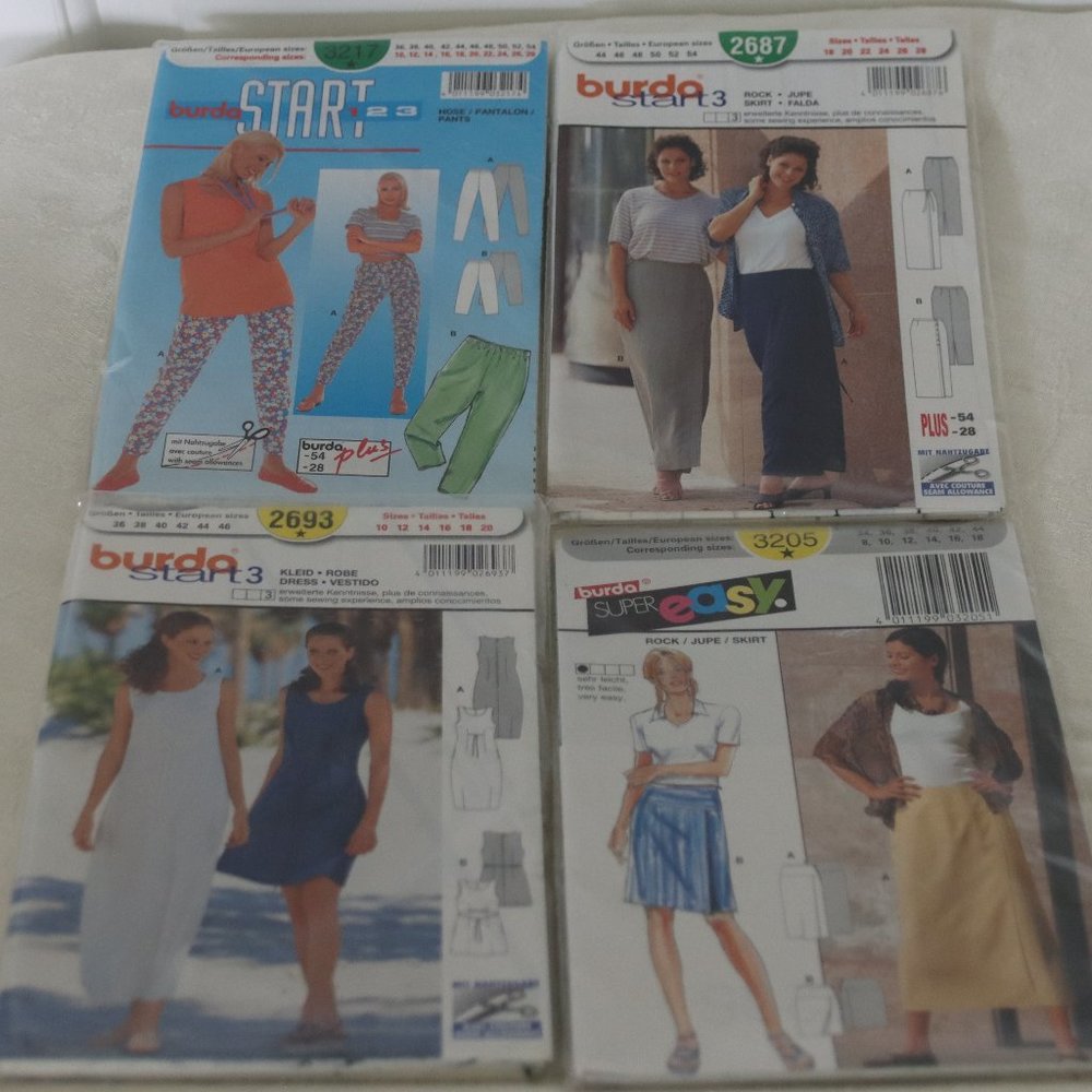Burda sewing patterns Set of 4 unopened